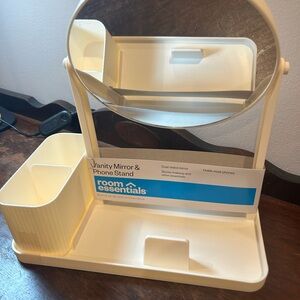 Room Essentials Cream Vanity Mirror with Organizer